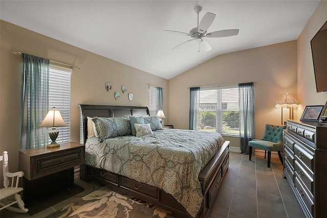 6243 Danielson Loop, The Villages, FL 32163 - bedroom featuring lofted ceiling and a ceiling fan