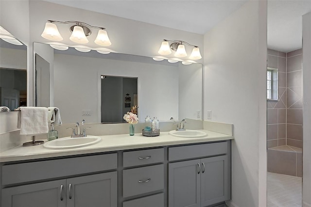11287 Stewart Loop, Oxford, FL 34484 - bathroom featuring double vanity and a tile shower