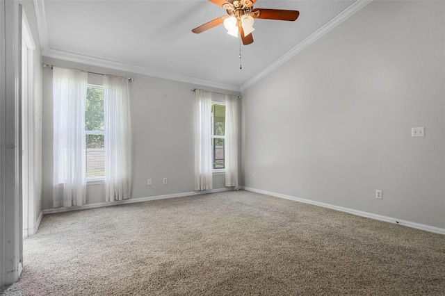 8527 Firestone Cir, Clermont, FL 34711 - unfurnished room featuring crown molding, healthy amount of natural light, ceiling fan, carpet flooring, and baseboards