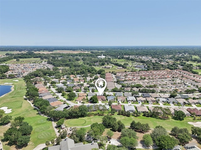 17108 SE 76th Creekside Cir, The Villages, FL 32162 - aerial view of property and surrounding area featuring a local golf course, nearby suburban area, and a nearby body of water