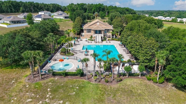 bird's eye view of a pool