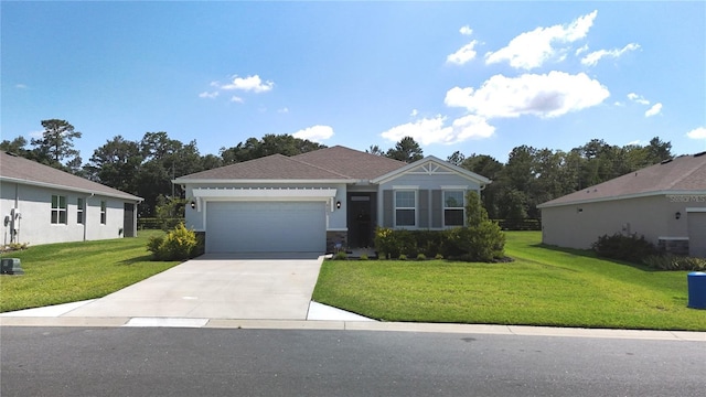 6203 SW 93rd Loop, Ocala, FL 34476 - ranch-style home with driveway, an attached garage, a front lawn, and stucco siding