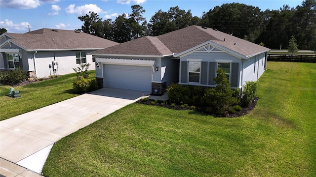 6203 SW 93rd Loop, Ocala, FL 34476 - ranch-style home with stucco siding, an attached garage, a front yard, and concrete driveway