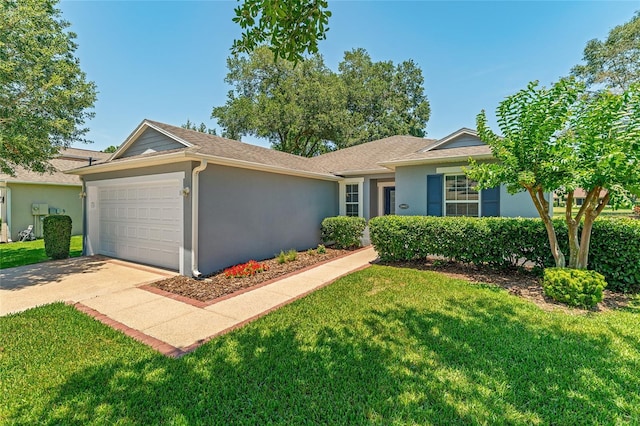 26822 Bull Run, Leesburg, FL 34748 - single story home with an attached garage, stucco siding, a front yard, and concrete driveway