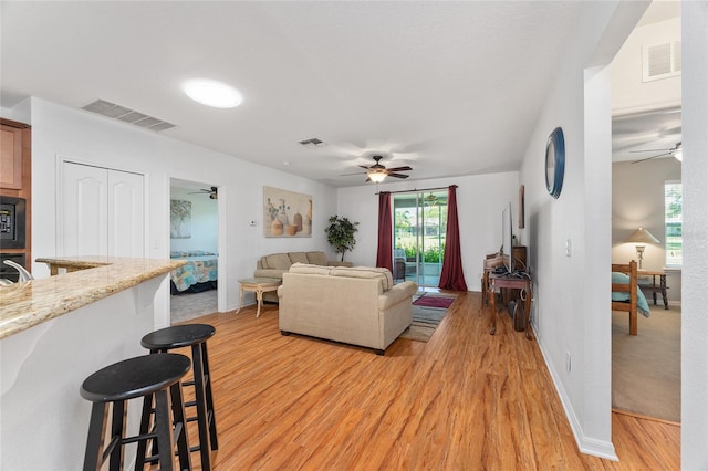 26822 Bull Run, Leesburg, FL 34748 - living room with ceiling fan, light wood-style floors, healthy amount of natural light, and baseboards