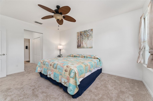 26822 Bull Run, Leesburg, FL 34748 - carpeted bedroom with a closet, baseboards, and ceiling fan