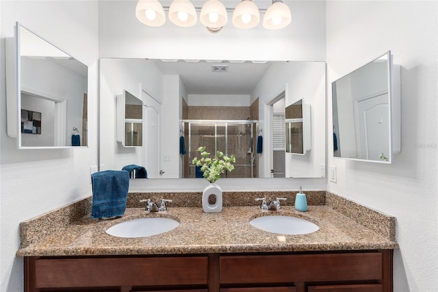 26822 Bull Run, Leesburg, FL 34748 - bathroom with double vanity and a stall shower