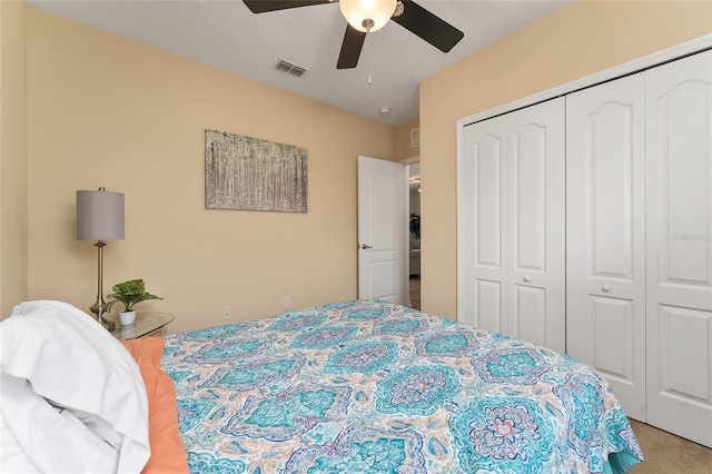 26822 Bull Run, Leesburg, FL 34748 - carpeted bedroom with a closet and ceiling fan