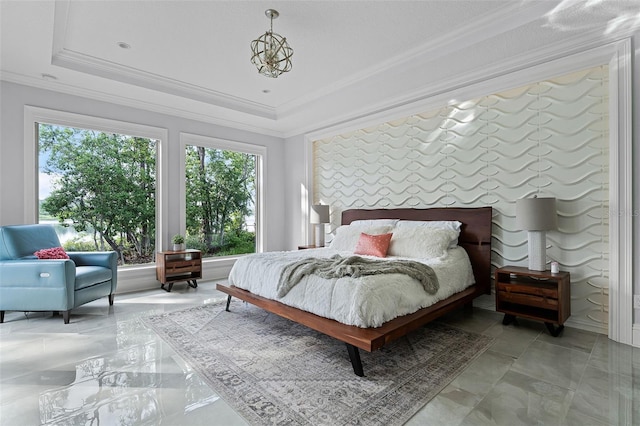 10122 Royal Island Ct, Orlando, FL 32836 - bedroom with multiple windows, a raised ceiling, and crown molding