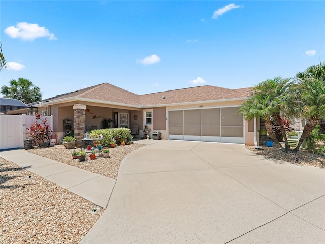 2998 Kramer Ct, The Villages, FL 32163 - single story home with a garage, concrete driveway, stucco siding, and fence
