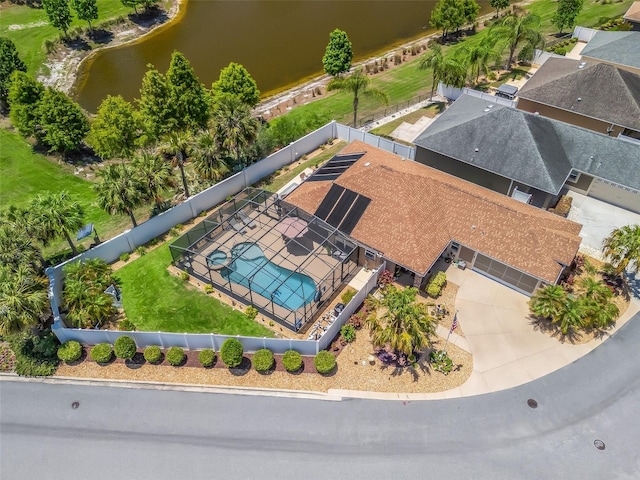 2998 Kramer Ct, The Villages, FL 32163 - bird's eye view of a nearby body of water and a pool area