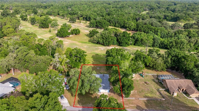 8180 N Duval Dr, Citrus Springs, FL 34434 - aerial view of property and surrounding area with a heavily wooded area and property parcel outlined