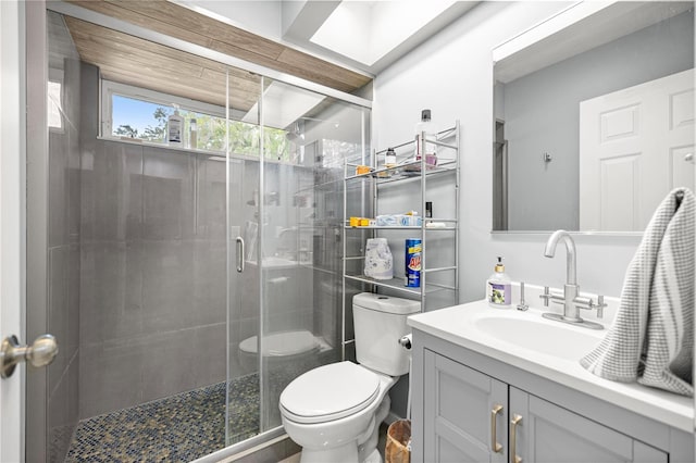 8180 N Duval Dr, Citrus Springs, FL 34434 - bathroom featuring toilet, vanity, and a shower stall