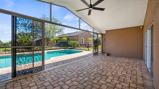 15245 Arabian Way, Montverde, FL 34756 - view of pool featuring a patio area, fence, and ceiling fan