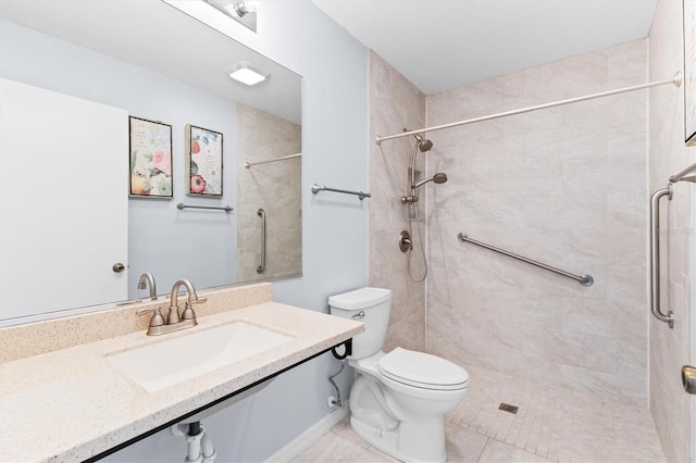 1615 Navidad St, The Villages, FL 32162 - bathroom with toilet, tile patterned floors, a tile shower, and vanity