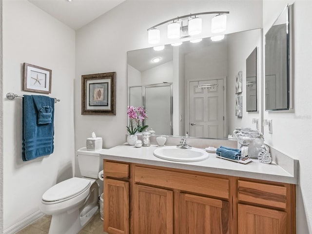 1713 Jadestone Ter, The Villages, FL 32162 - full bath with a stall shower, toilet, vanity, and tile patterned flooring