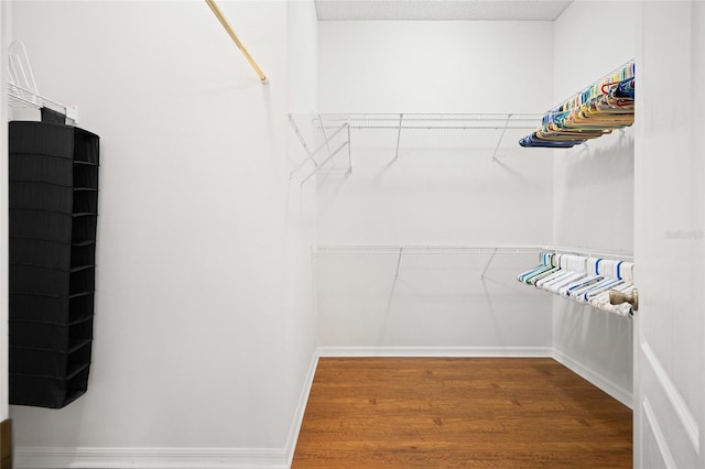 walk in closet featuring wood finished floors