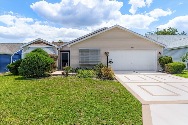 735 Palma Dr, The Villages, FL 32159 - single story home featuring a garage, a front lawn, and driveway