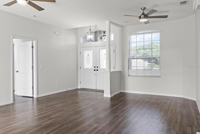 915 N Fox Meadow Ter, Crystal River, FL 34429 - entryway featuring ceiling fan, dark wood finished floors, and baseboards