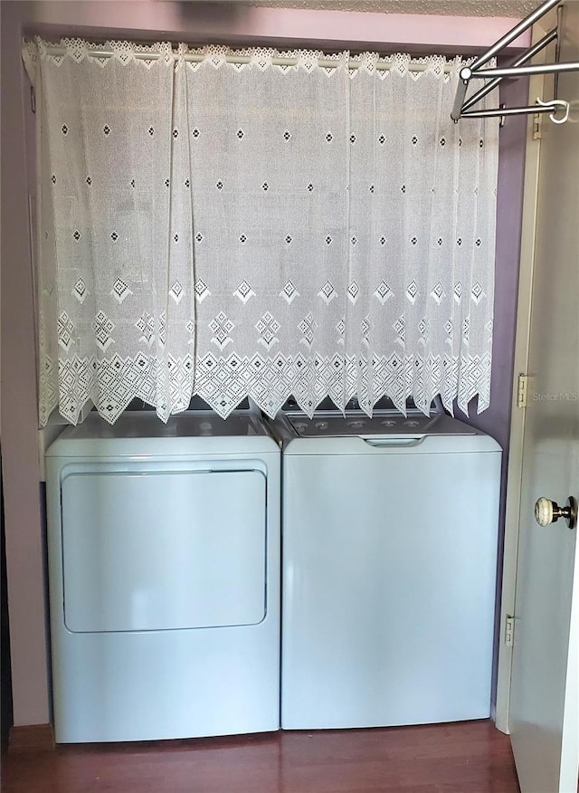 632 Edgewater Dr Unit 832, Dunedin, FL 34698 - washroom featuring independent washer and dryer and wood finished floors