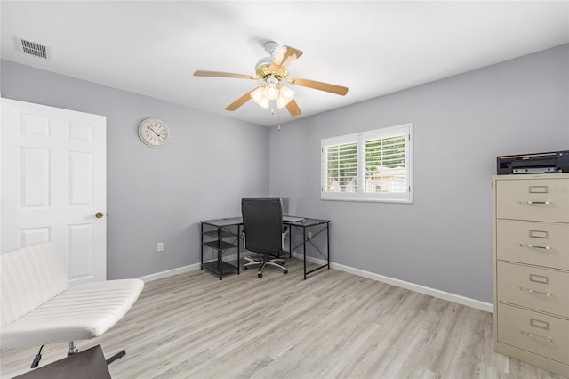 8608 SE 141st Street Rd, Summerfield, FL 34491 - office with light wood-style floors, ceiling fan, and baseboards