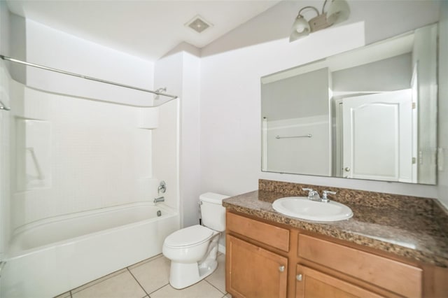 236 Savannah Preserve Loop, Davenport, FL 33837 - full bath featuring toilet, vanity, tile patterned flooring, shower / bathtub combination, and lofted ceiling
