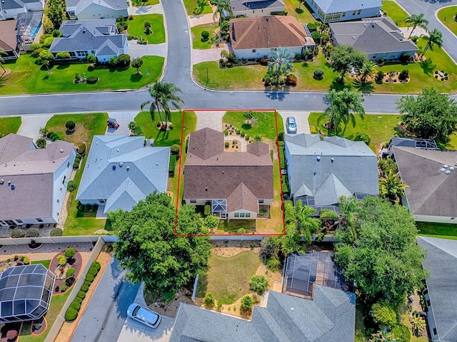 1206 Thompson Ave, The Villages, FL 32162 - aerial perspective of suburban area with property boundaries highlighted