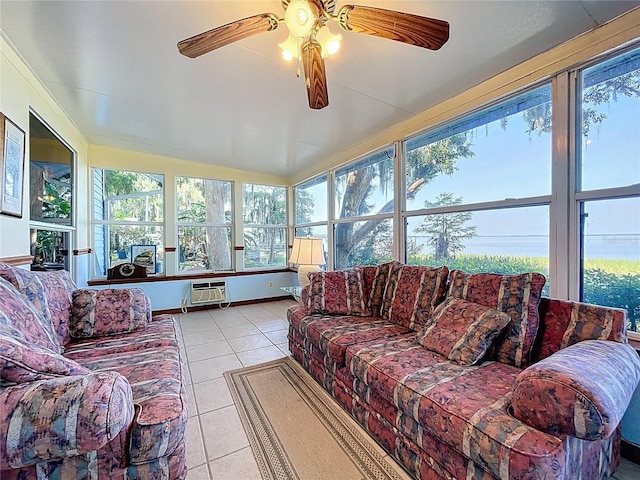 1107 Northshore Dr, Eustis, FL 32726 - sunroom / solarium featuring tile patterned floors, an AC wall unit, and lofted ceiling