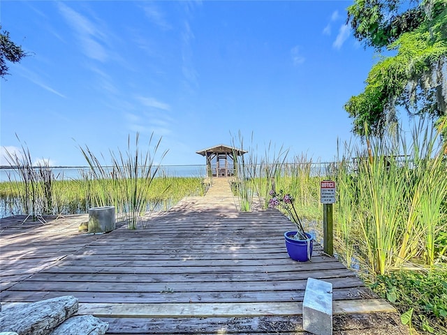 1107 Northshore Dr, Eustis, FL 32726 - wooden deck with a gazebo and a water view