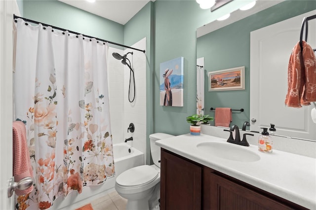 2928 Marlberry Ln, Clermont, FL 34714 - bathroom with shower / tub combo, toilet, vanity, and tile patterned floors