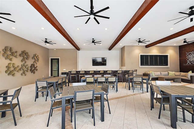 2928 Marlberry Ln, Clermont, FL 34714 - dining room with beamed ceiling and recessed lighting