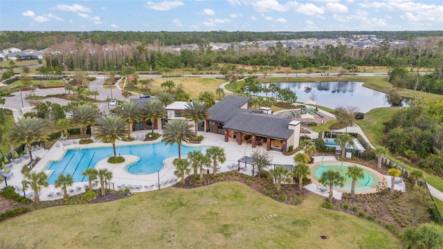 2928 Marlberry Ln, Clermont, FL 34714 - drone / aerial view of a pool area and a nearby body of water