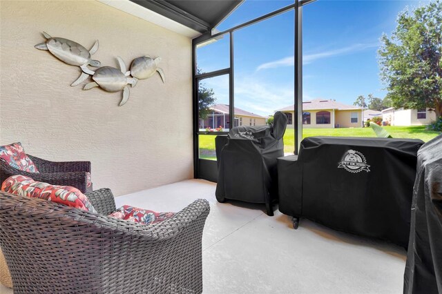 4716 Heritage Trl, Leesburg, FL 34748 - sunroom / solarium featuring a residential view