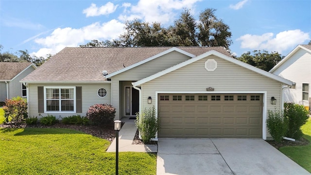 25406 Crestwater Dr, Leesburg, FL 34748 - view of front of property with an attached garage, driveway, a front yard, and a shingled roof
