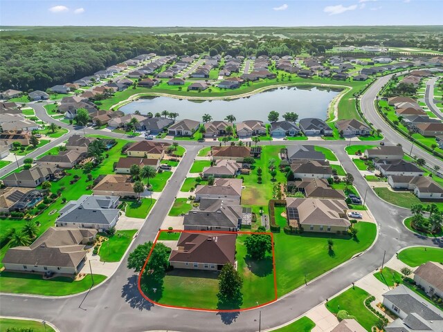 10986 SE 171st Street Rd, Summerfield, FL 34491 - aerial perspective of suburban area with a large body of water and property boundaries highlighted