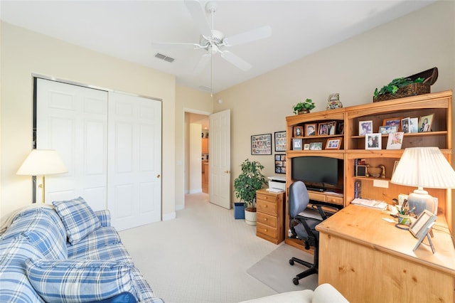 13165 SE 93rd Cir, Summerfield, FL 34491 - home office with light carpet and ceiling fan