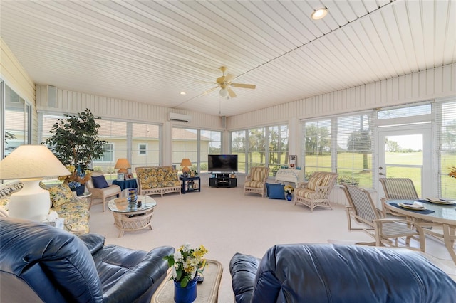 13165 SE 93rd Cir, Summerfield, FL 34491 - sunroom with healthy amount of natural light, carpet floors, and a wall mounted AC