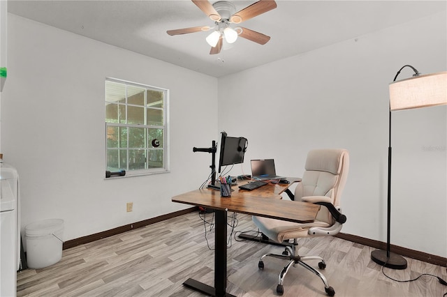 5581 SW 197th Ter, Dunnellon, FL 34431 - office featuring baseboards, light wood finished floors, and ceiling fan