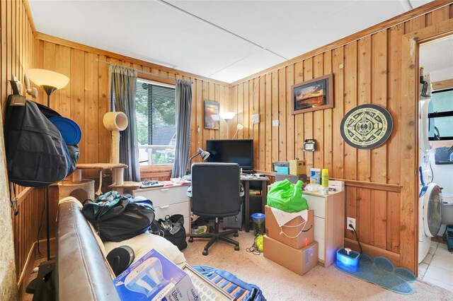 10301 US Highway 27 Unit 187, Clermont, FL 34711 - carpeted home office featuring wood walls and washer / clothes dryer