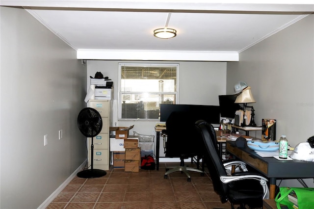 705 Poinsettia Ave, Fruitland Park, FL 34731 - office space with ornamental molding, baseboards, and tile patterned flooring