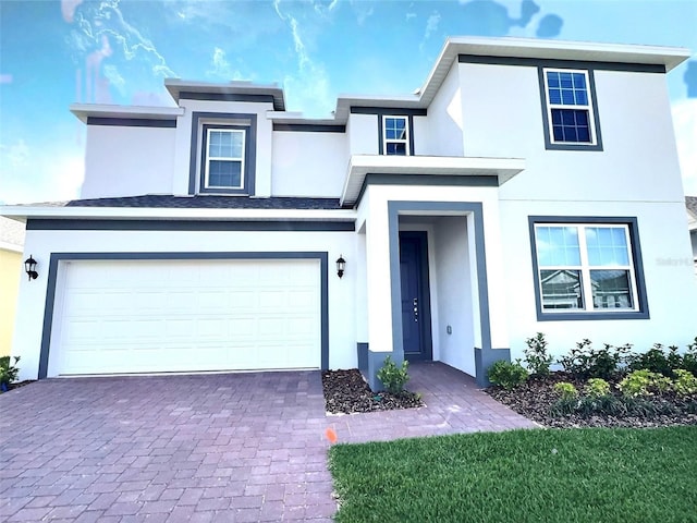 358 Switchgrass Loop, Minneola, FL 34715 - view of front of property featuring stucco siding, decorative driveway, and an attached garage