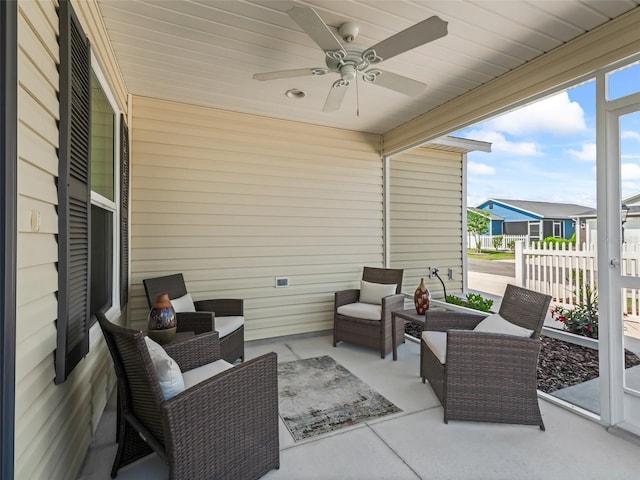 6301 Whittle Ct, The Villages, FL 32163 - view of patio / terrace featuring ceiling fan and outdoor lounge area