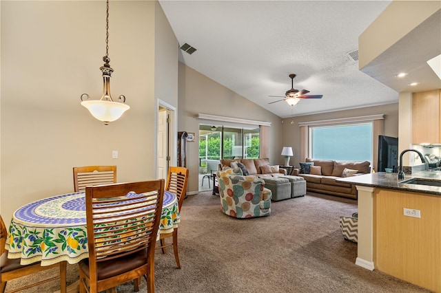 4083 Capland Ave, Clermont, FL 34711 - living area with carpet, ceiling fan, a textured ceiling, baseboards, and recessed lighting