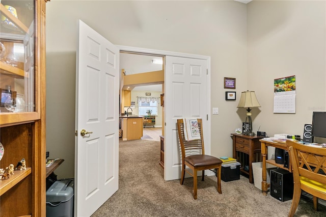 4083 Capland Ave, Clermont, FL 34711 - home office with carpet, a sink, and a high ceiling