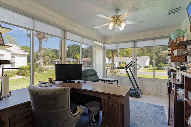 2785 Privada Dr, The Villages, FL 32162 - office space with ceiling fan and ornamental molding