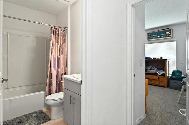 33960 Sky Blossom Cir, Leesburg, FL 34788 - full bath featuring toilet, vanity, and shower / bath combo with shower curtain