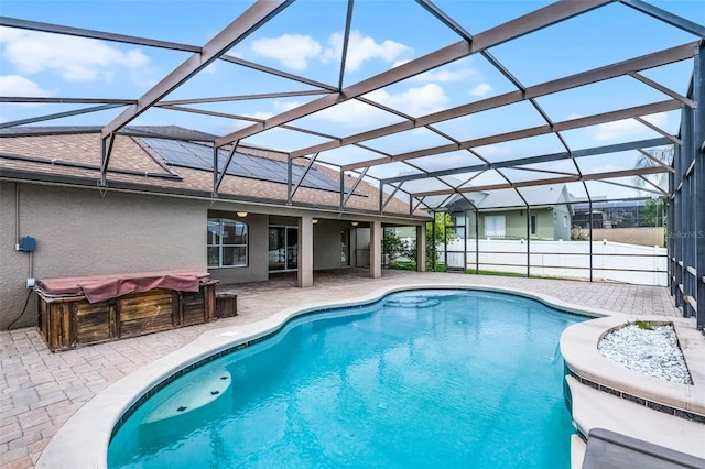 12838 Owasso Ln, Clermont, FL 34711 - view of pool with a hot tub, a patio area, and glass enclosure