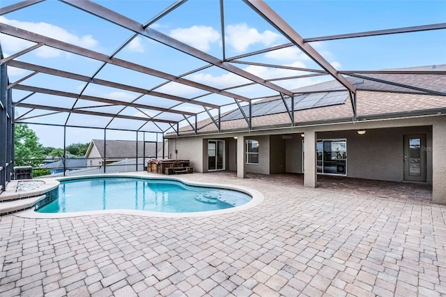 12838 Owasso Ln, Clermont, FL 34711 - swimming pool featuring a covered hot tub, a patio area, and a lanai