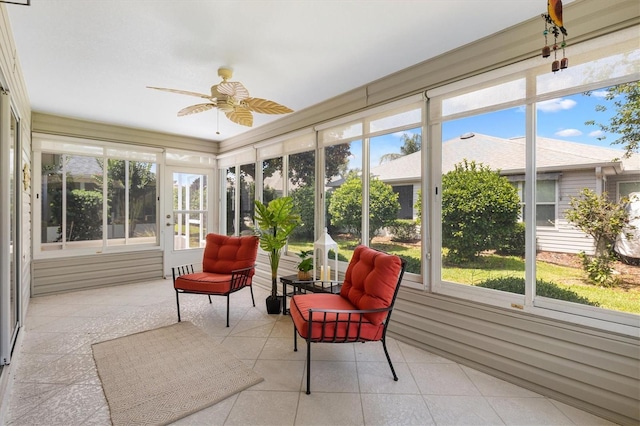 654 Fayette Ct, The Villages, FL 32162 - sunroom / solarium featuring ceiling fan
