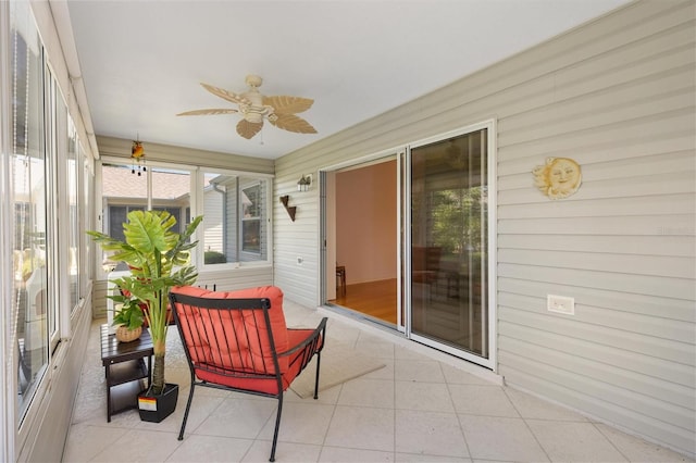 654 Fayette Ct, The Villages, FL 32162 - sunroom featuring ceiling fan